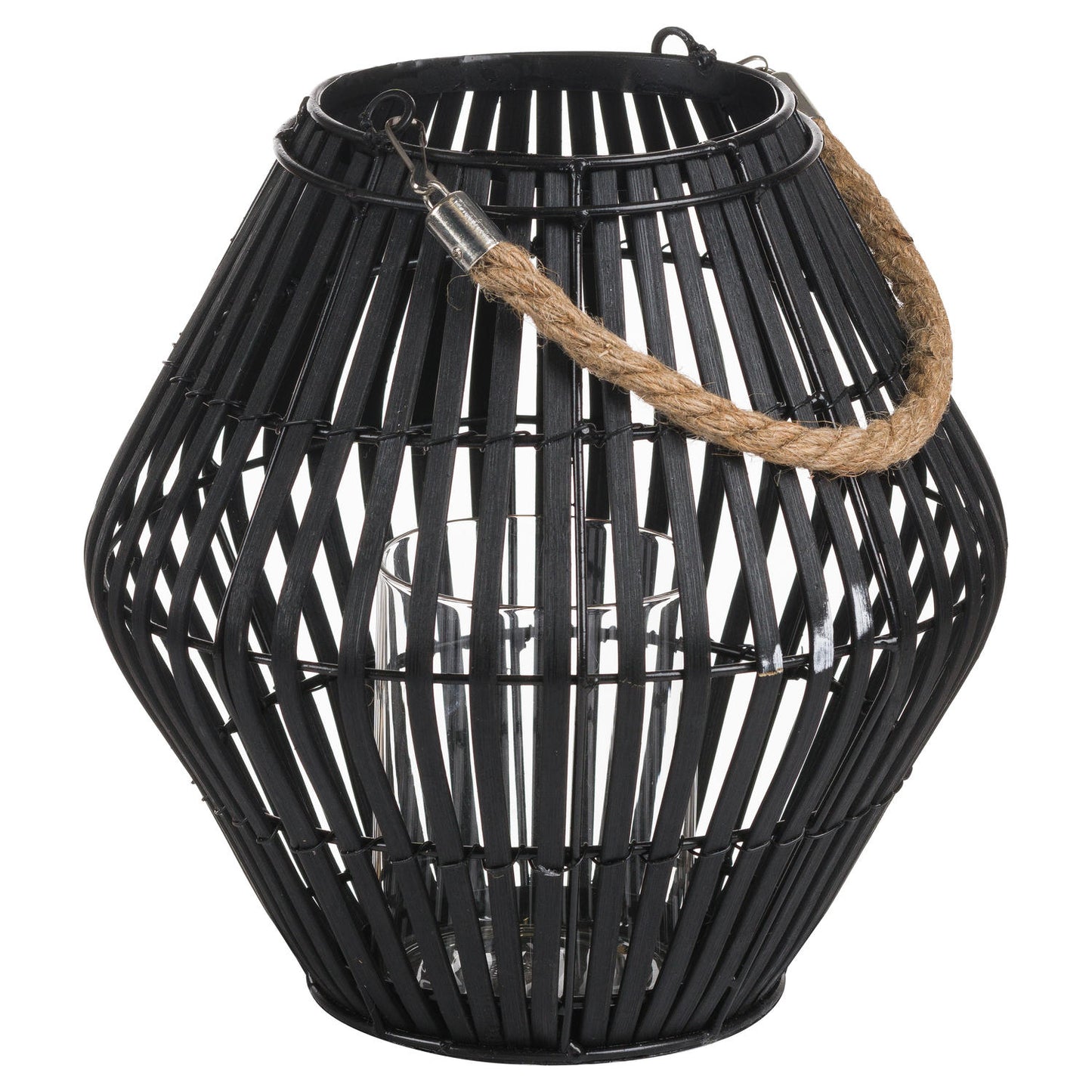 Black Rattan Small Convex Lantern