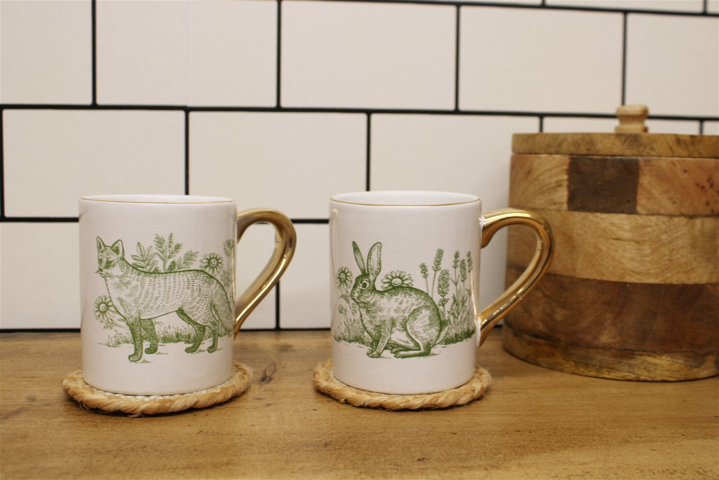 Forest Toile Mugs PAIR