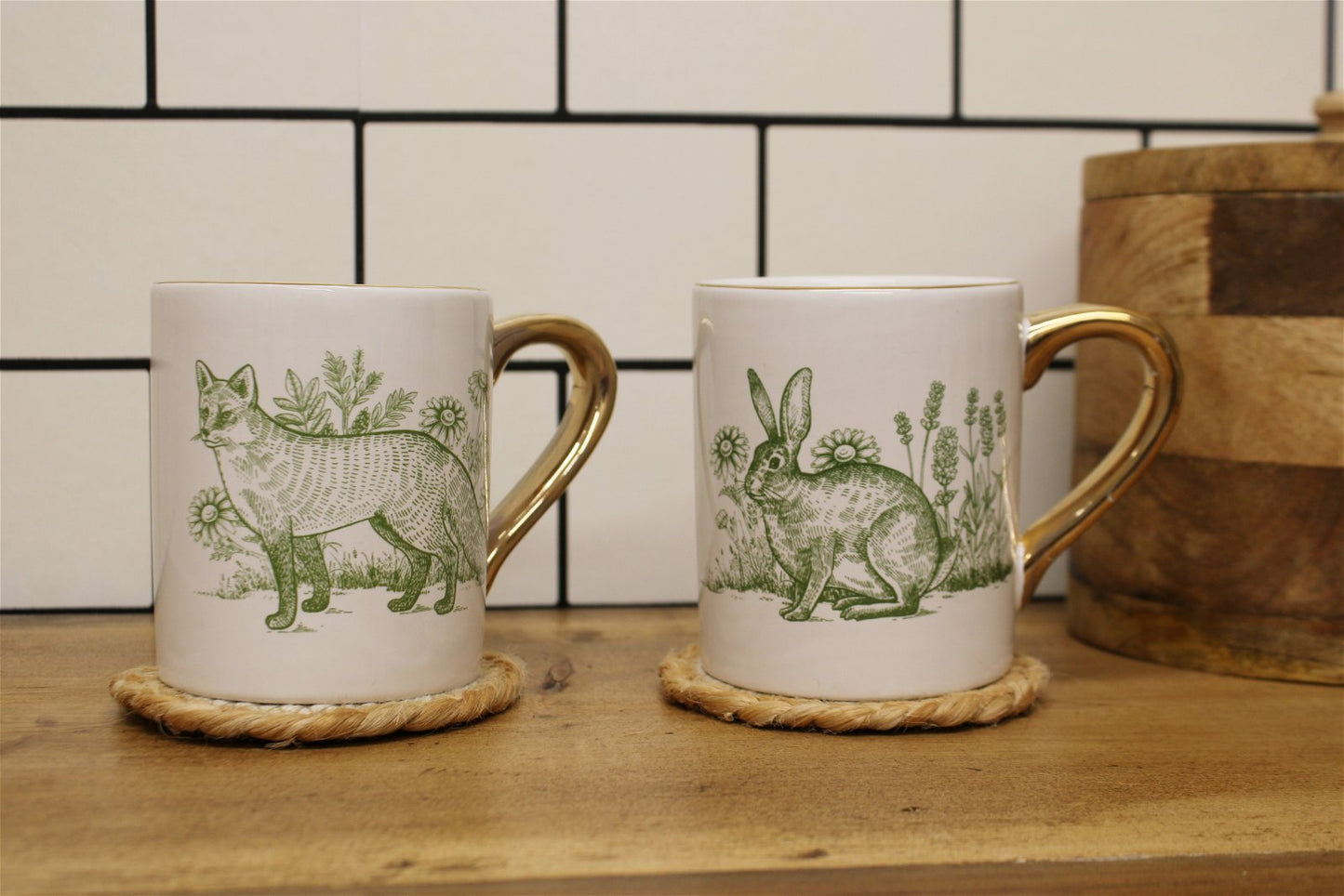 Forest Toile Mugs PAIR