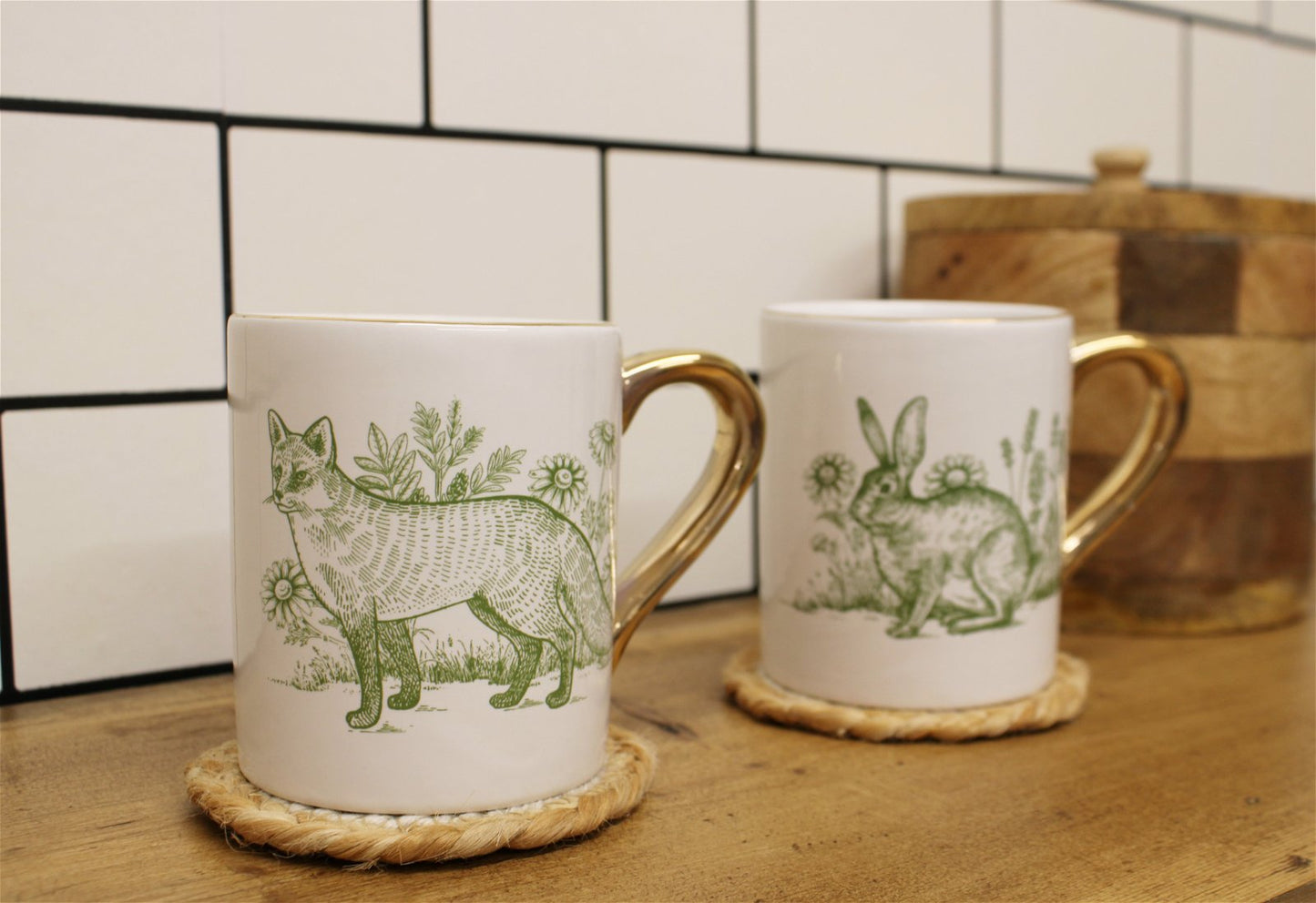 Forest Toile Mugs PAIR